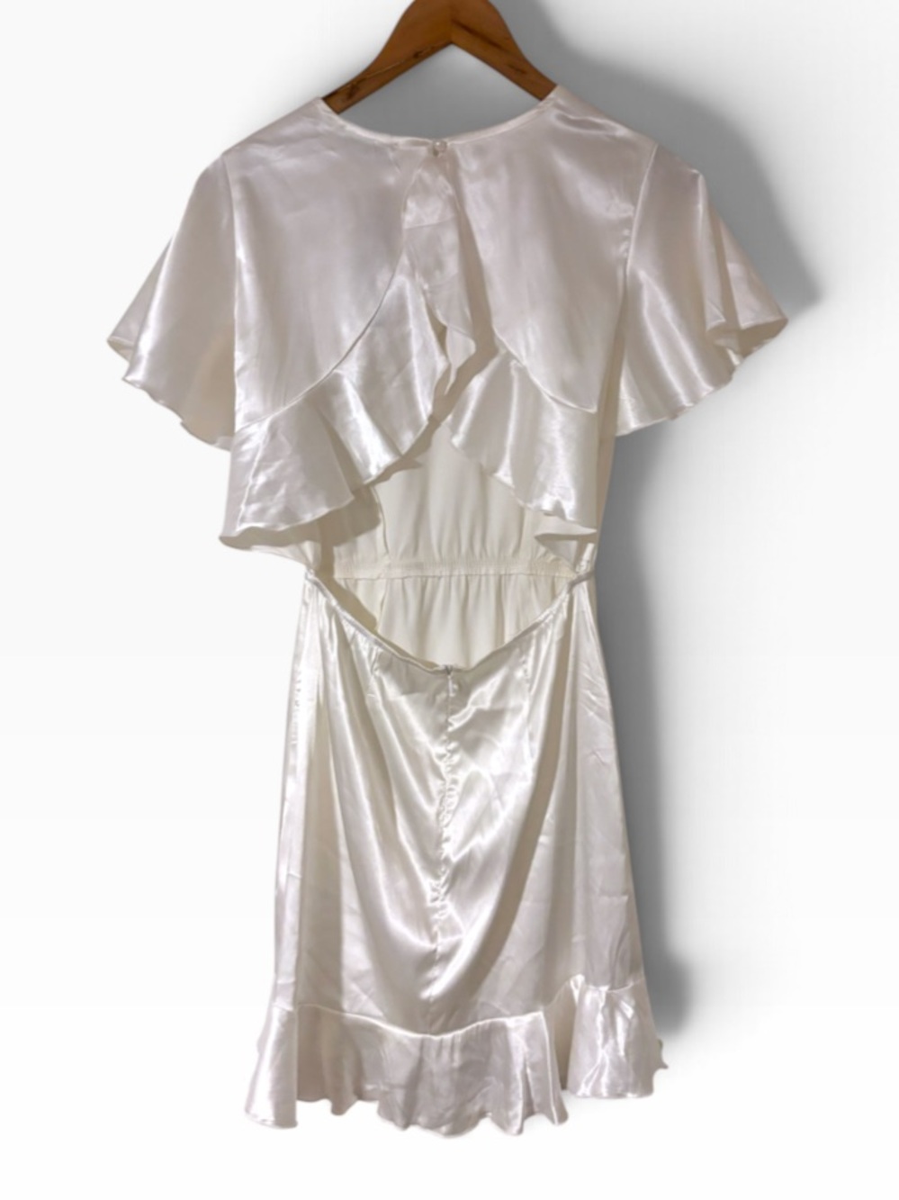 Lioness Satin Ruffle Cutout Back Mini Dress - Size Small - Picture 3 of 4